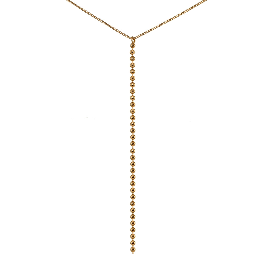 Rose Gold Flashed Sterling Silver Italian Ball Beads Chain Lariat Drop Y Necklace