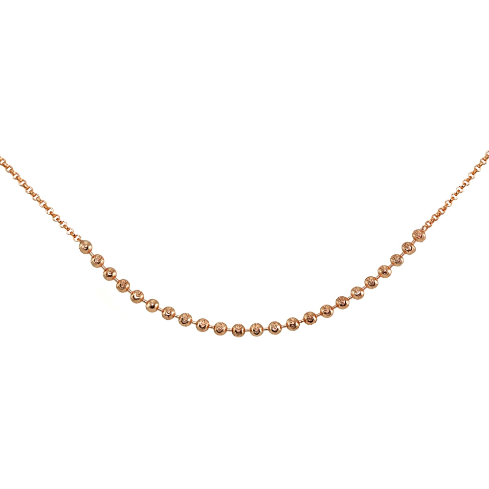 Rose Gold Flashed Sterling Silver Faceted Beads Italian Chain Choker Necklace-3