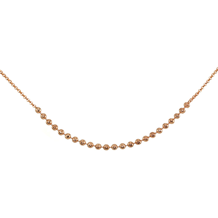 Rose Gold Flashed Sterling Silver Faceted Beads Italian Chain Choker Necklace