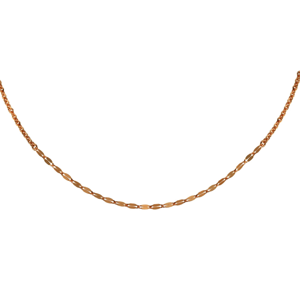 Rose Gold Flashed Sterling Silver Cable with Fashion Link Italian Chain Choker Necklace-3