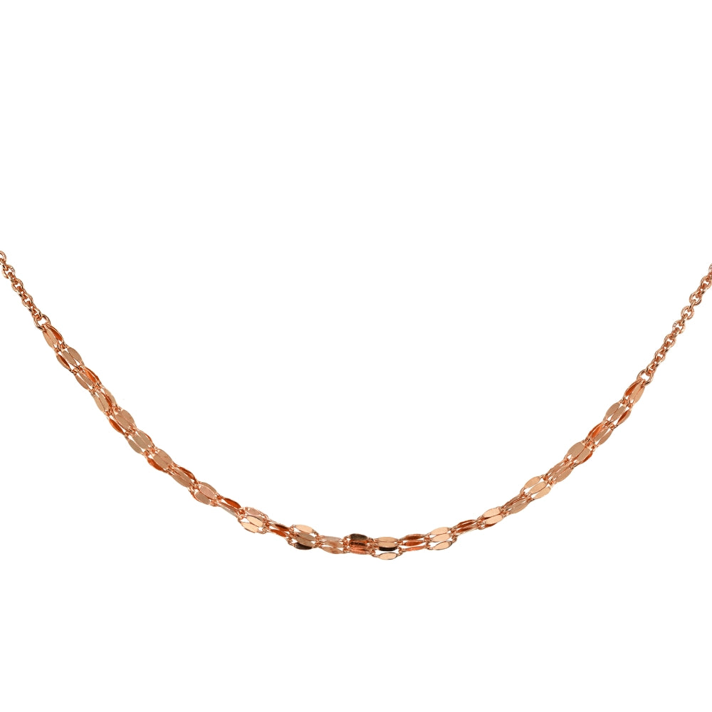 Rose Gold Flashed Sterling Silver Cable with Fashion Link Italian Chain Triple Layered Choker Necklace-3