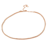 Rose Gold Flashed Sterling Silver Diamond-Cut Beads Adjustable Italian Chain Choker Necklace