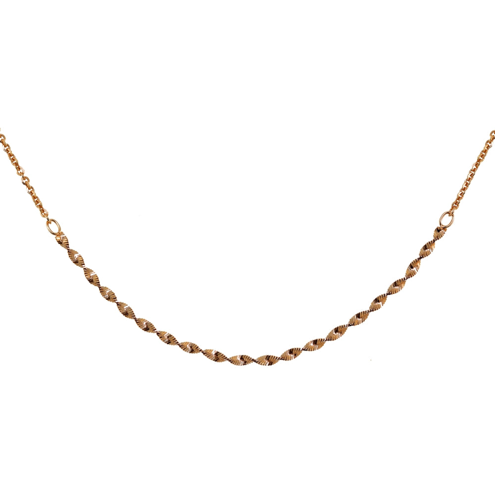 Rose Gold Flashed Sterling Silver Twist Herringbone Italian Chain Choker Necklace-3