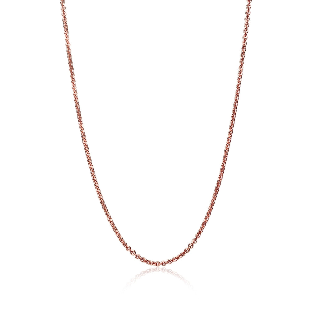 Rose Gold Flashed Sterling Silver 0.7mm Thin Cable Chain Necklace, 16 Inches