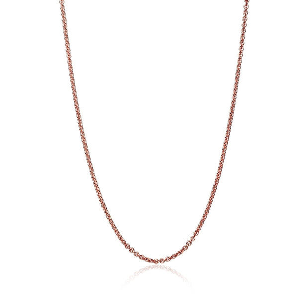 Rose Gold Flashed Sterling Silver 0.7mm Thin Cable Chain Necklace, 18 Inches