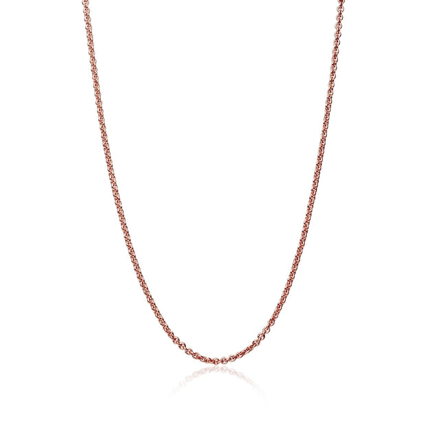 Rose Gold Flashed Sterling Silver 0.7mm Thin Cable Chain Necklace, 20 Inches