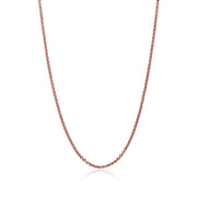 Rose Gold Flashed Sterling Silver 0.7mm Thin Cable Chain Necklace, 30 Inches