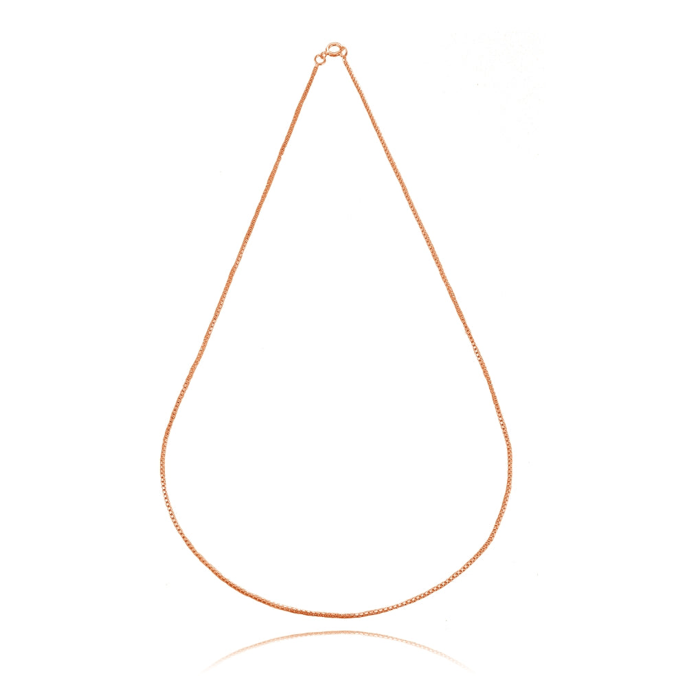 Rose Gold Flashed Sterling Silver 1mm Box Chain Dainty Necklace, 20 Inches-3