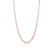 Rose Gold Flashed Sterling Silver 1.3mm Box Chain Dainty Necklace, 24 Inches