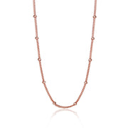 Rose Gold Flashed Sterling Silver 2mm Bead Station Cable Chain Necklace, 16 Inches