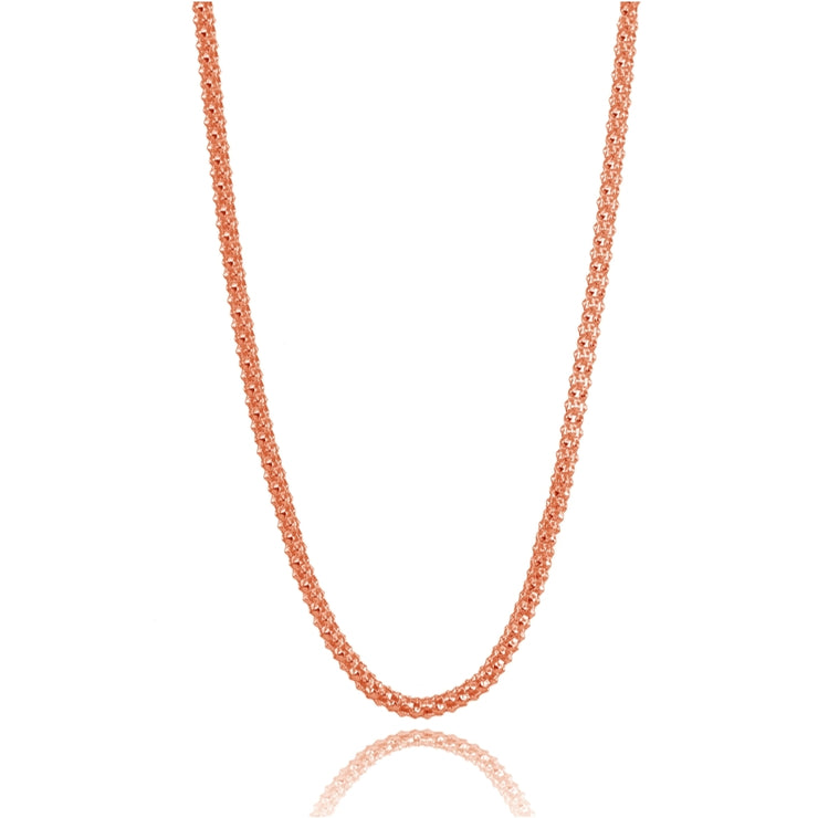 Rose Gold Flashed Sterling Silver 1.5mm Popcorn Chain Necklace, 30 Inches