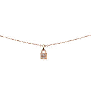 Rose Gold Flashed Sterling Silver Cubic Zirconia Love Lock Dainty Choker Necklace