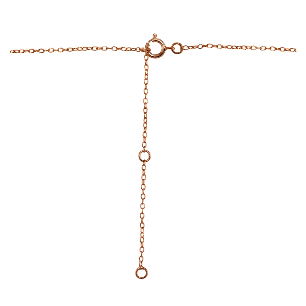 Rose Gold Flashed Sterling Silver Cubic Zirconia 6mm Round Dainty Solitaire Necklace-2