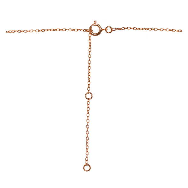 Rose Gold Flashed Sterling Silver Cubic Zirconia 6mm Round Dainty Solitaire Necklace