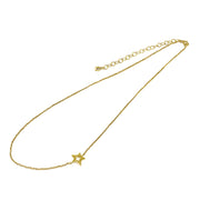 Rose Gold Flashed Sterling Silver Polished Open Star Sideways Chain Necklace, 16" + Extender