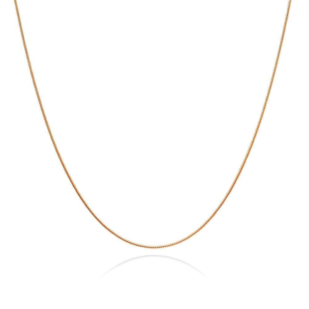 Rose Gold Flashed Sterling Silver Italian .75mm Snake Chain Necklace, 16 Inches