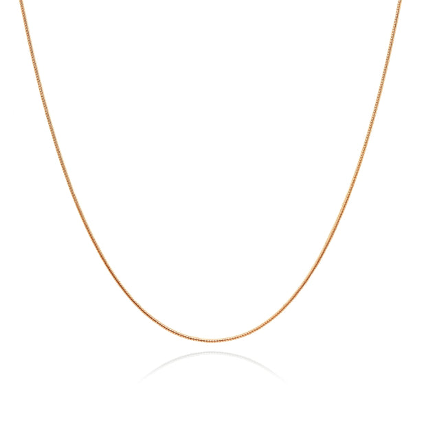 Rose Gold Flashed Sterling Silver Italian .75mm Snake Chain Necklace, 24 Inches