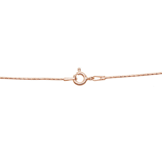 Rose Gold Flashed Sterling Silver Italian .75mm Diamond-Cut Snake Chain Necklace, 24 Inches