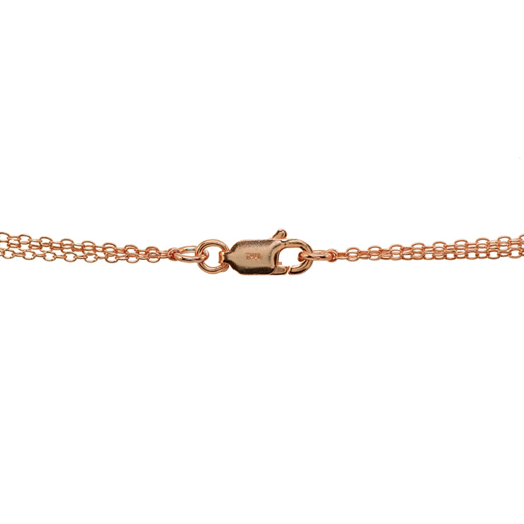 Rose Gold Flashed Sterling Silver Polished Bead Layered Chain Lariat Y-Necklace