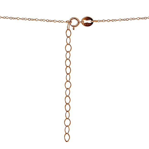 Rose Gold Flashed Sterling Silver Cubic Zirconia Round Circle Pave Dainty Choker Necklace