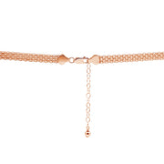 Rose Gold Flashed Sterling Silver Polished Curved Bar Tube Clavicle Mesh Chain Necklace