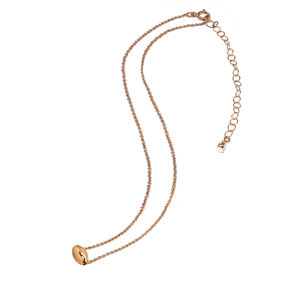 Rose Gold Flashed Sterling Silver Polished Oval Bead Dainty Slide Necklace-2