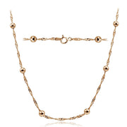 Gold Tone over Sterling Silver Italian Diamond-Cut Chain Necklace with Beads 24-Inches