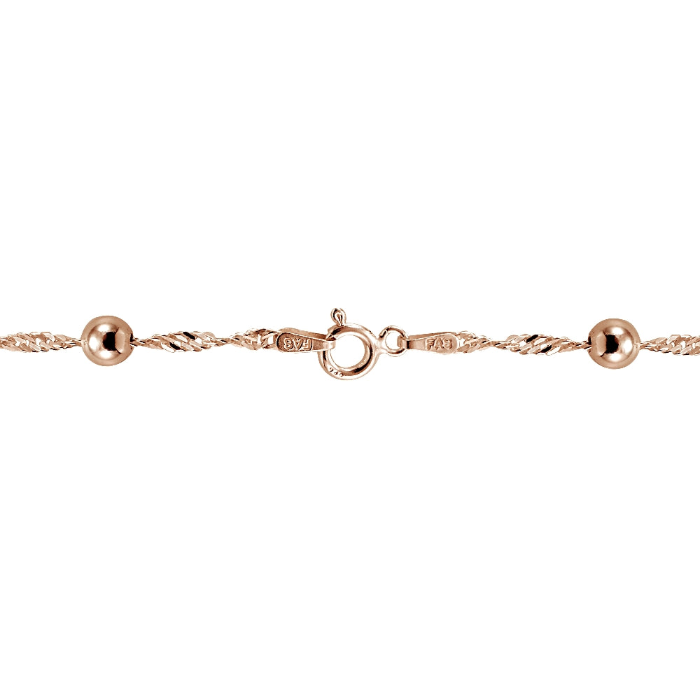 Gold Tone over Sterling Silver Italian Diamond-Cut Chain Necklace with Beads 24-Inches-2