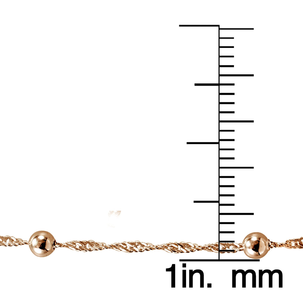 Gold Tone over Sterling Silver Italian Diamond-Cut Chain Necklace with Beads 24-Inches-4