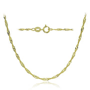 14K Yellow Gold 1.4mm Singapore Italian Chain Necklace, 24 Inches