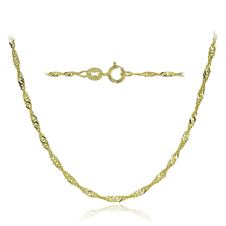 14K Yellow Gold 1.4mm Singapore Italian Chain Necklace, 24 Inches