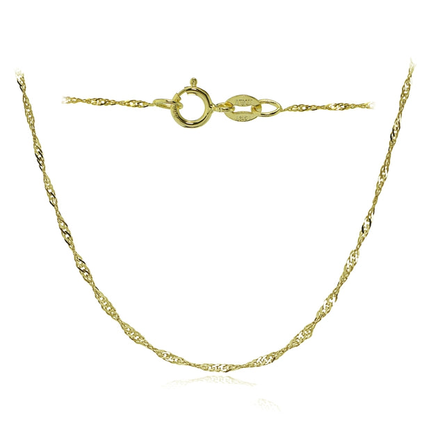 14K Yellow Gold .9mm Singapore Italian Chain Necklace, 18 Inches