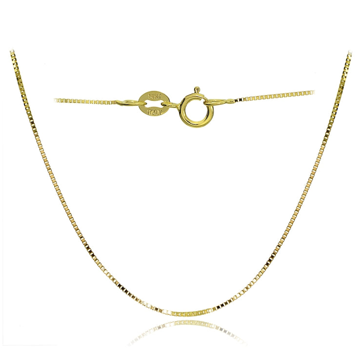 14K Yellow Gold .6mm Box Italian Chain Necklace, 16 Inches