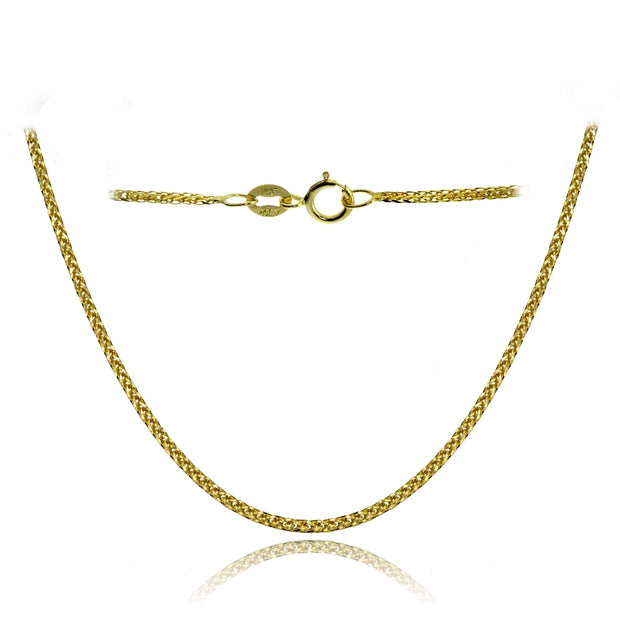 14K Yellow Gold .8mm Spiga Wheat Italian Chain Necklace, 16 Inches
