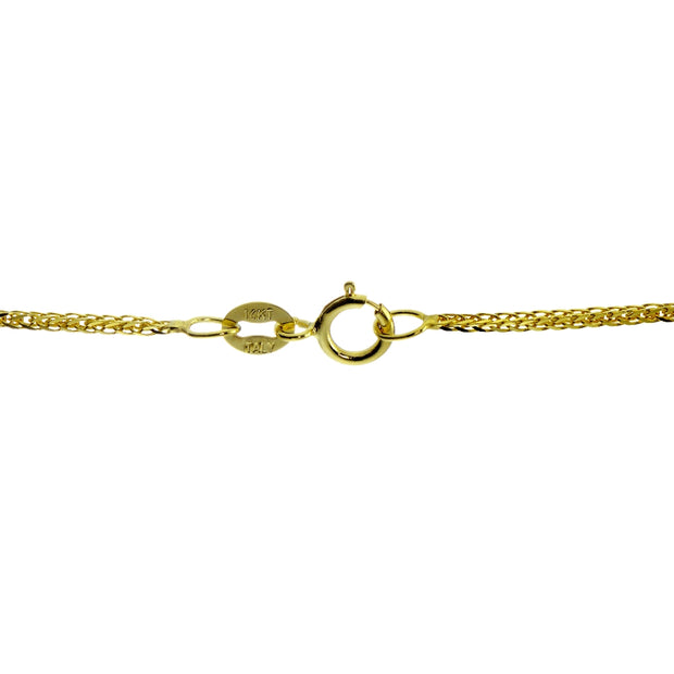 14K Yellow Gold .8mm Spiga Wheat Italian Chain Necklace, 20 Inches