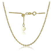 14K Yellow Gold 1.3mm Rock Rope Adjustable Italian Chain Necklace, 14-20 Inches