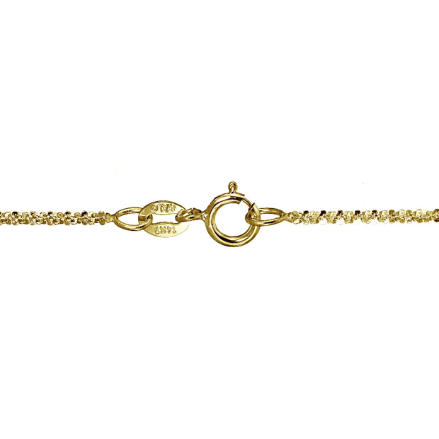 14K Yellow Gold 1.3 Rock Rope Italian Chain Anklet, 16 Inches