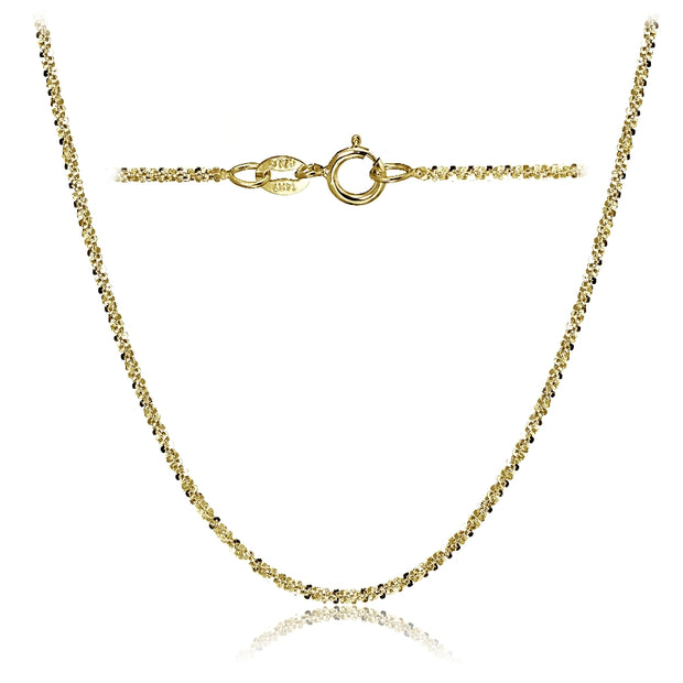 14K Yellow Gold 1.3 Rock Rope Italian Chain Anklet, 18 Inches