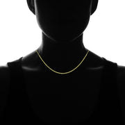 14K Yellow Gold Italian Chain Diamond-Cut Beads Dainty Choker Necklace
