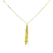 14K Yellow Gold Italian Chain Hammered Mariner Tassel Dainty Lariat Y-Necklace