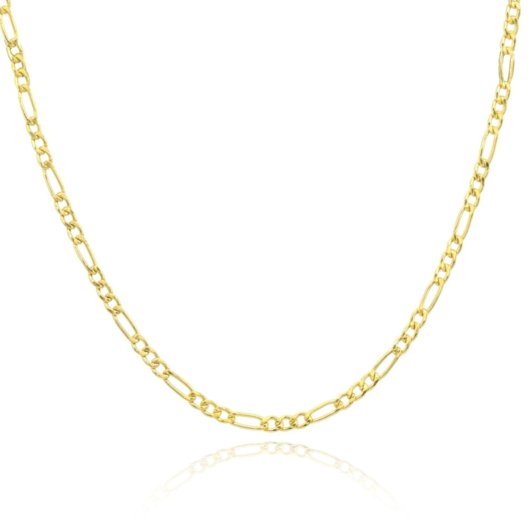 14K Gold Dainty Thin .6mm Figaro Link Chain Necklace, 16 Inches