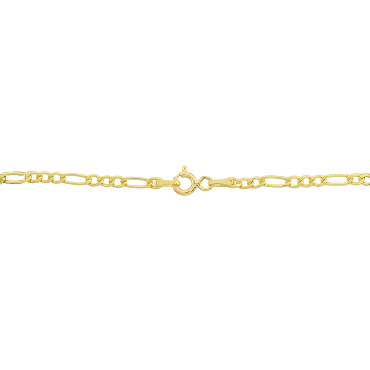 14K Gold Dainty Thin .6mm Figaro Link Chain Necklace, 16 Inches