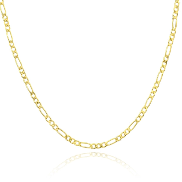 14K Gold Dainty Thin .6mm Figaro Link Chain Necklace, 18 Inches
