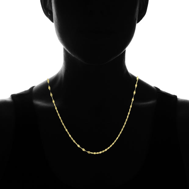 14K Gold Chain Mariner Italian Adjustable Necklace