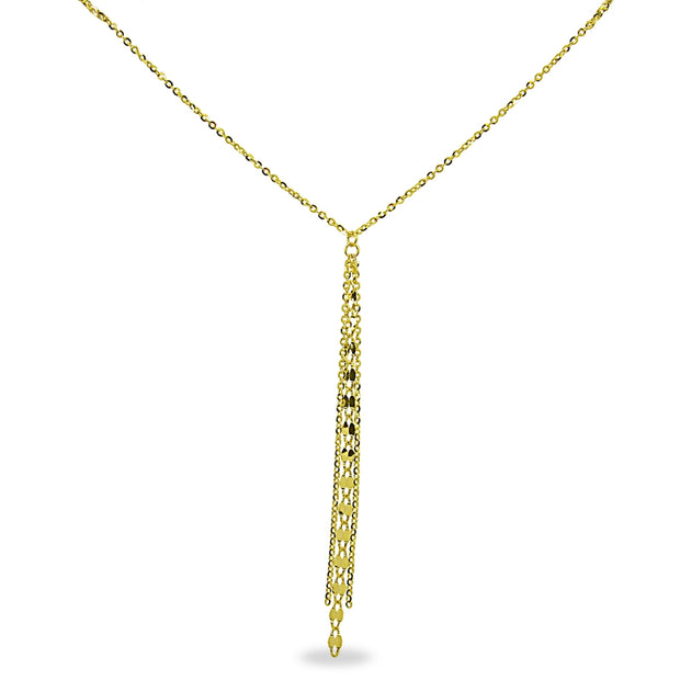 14K Gold Italian Dangling Mariner & Link Chains Pendant Necklace