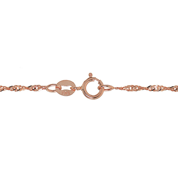 14K Rose Gold 1.4mm Singapore Italian Chain Necklace, 16 Inches