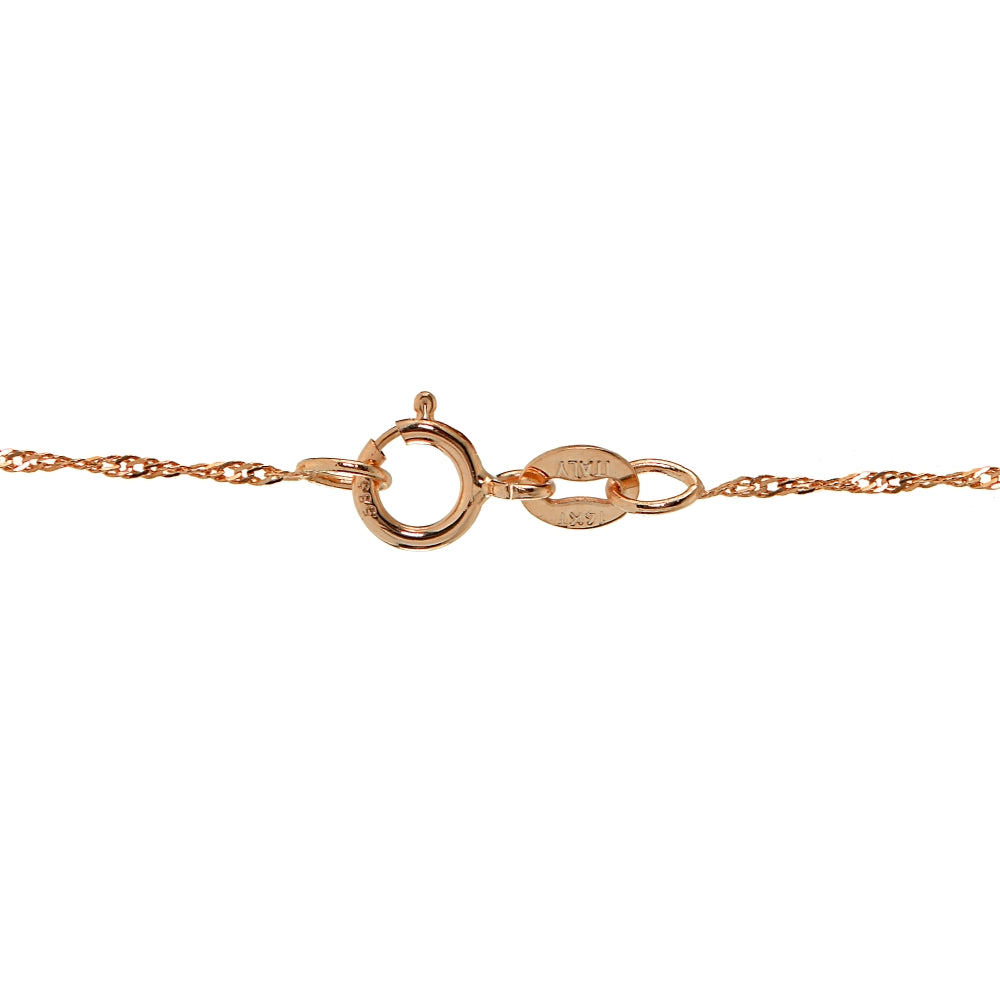 14K Rose Gold .9mm Singapore Italian Chain Necklace, 16 Inches-2