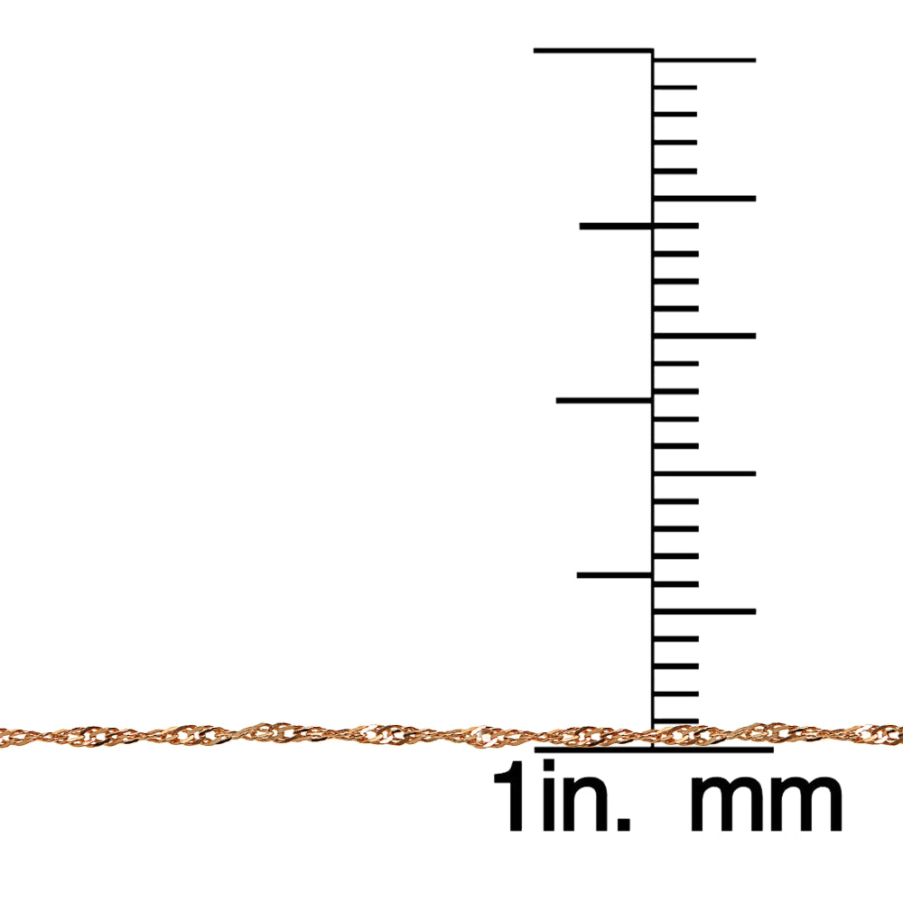 14K Rose Gold .9mm Singapore Italian Chain Necklace, 16 Inches-3