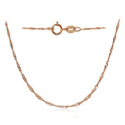14K Rose Gold .9mm Singapore Italian Chain Necklace, 24 Inches