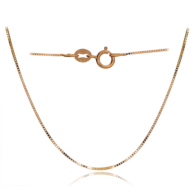 14K Rose Gold .6mm Box Italian Chain Necklace, 16 Inches